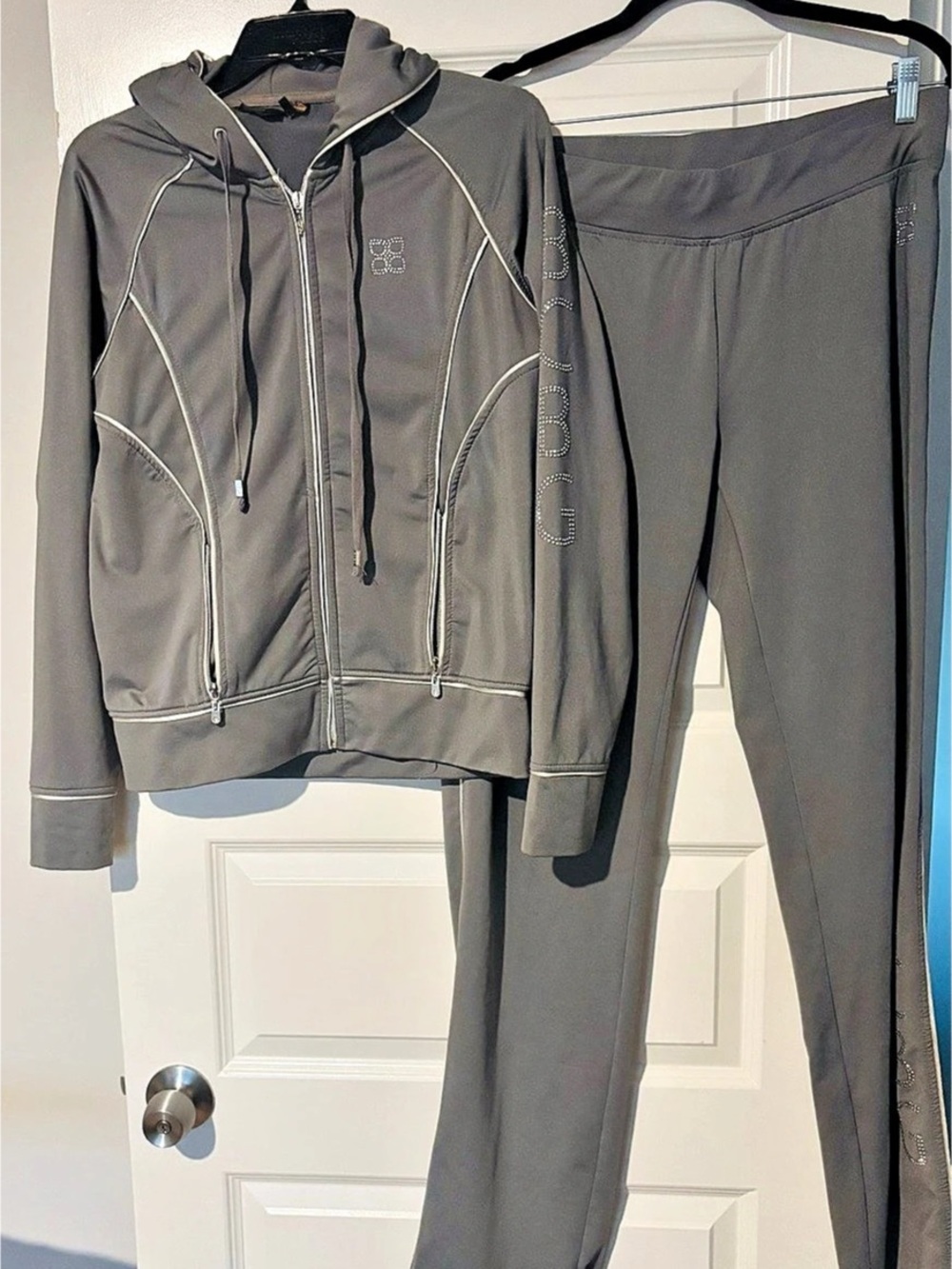 BCBG Gray Track Jacket & Pants Set